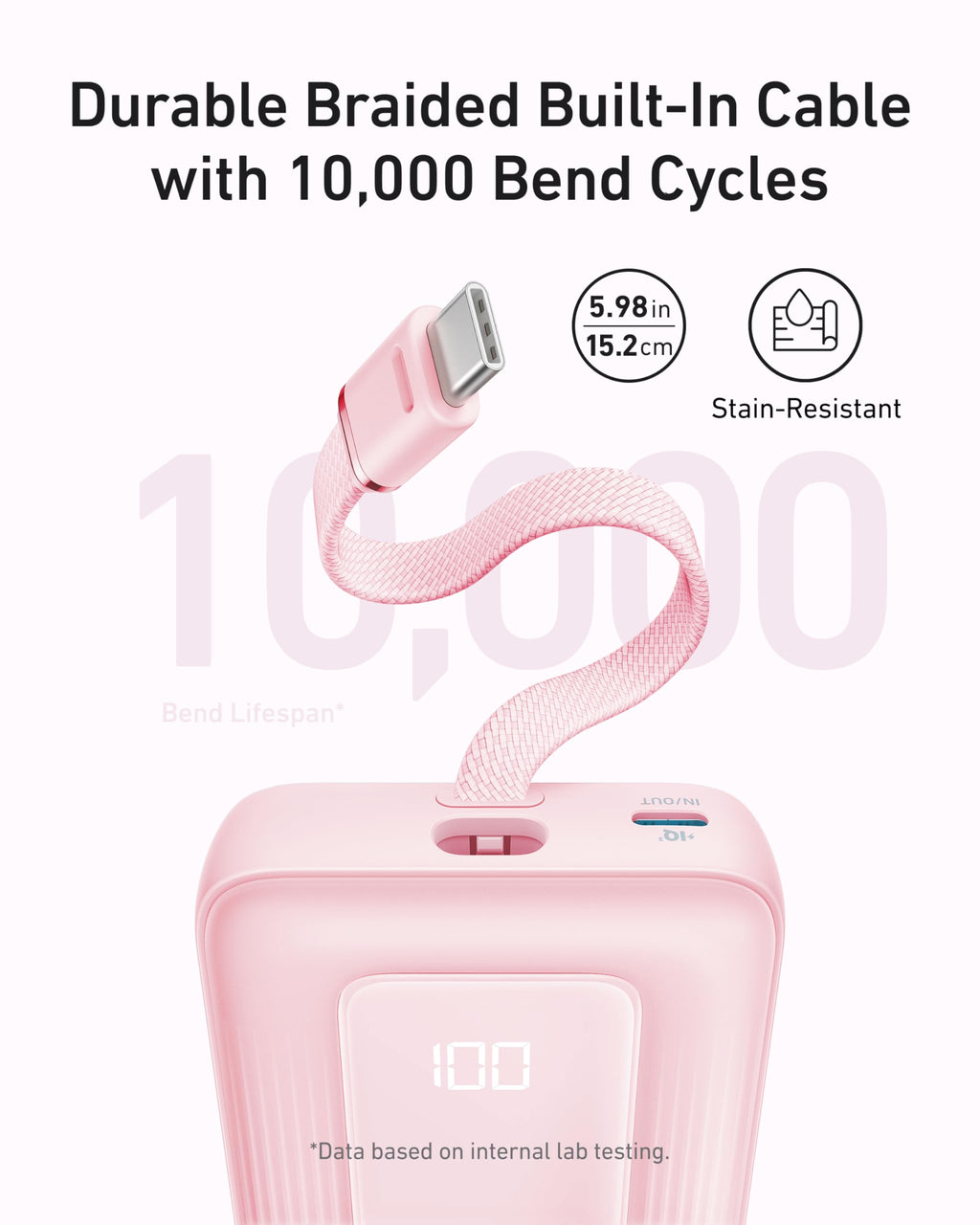 Anker Zolo Power Bank (10K, 30W, Built-In USB-C Cable)