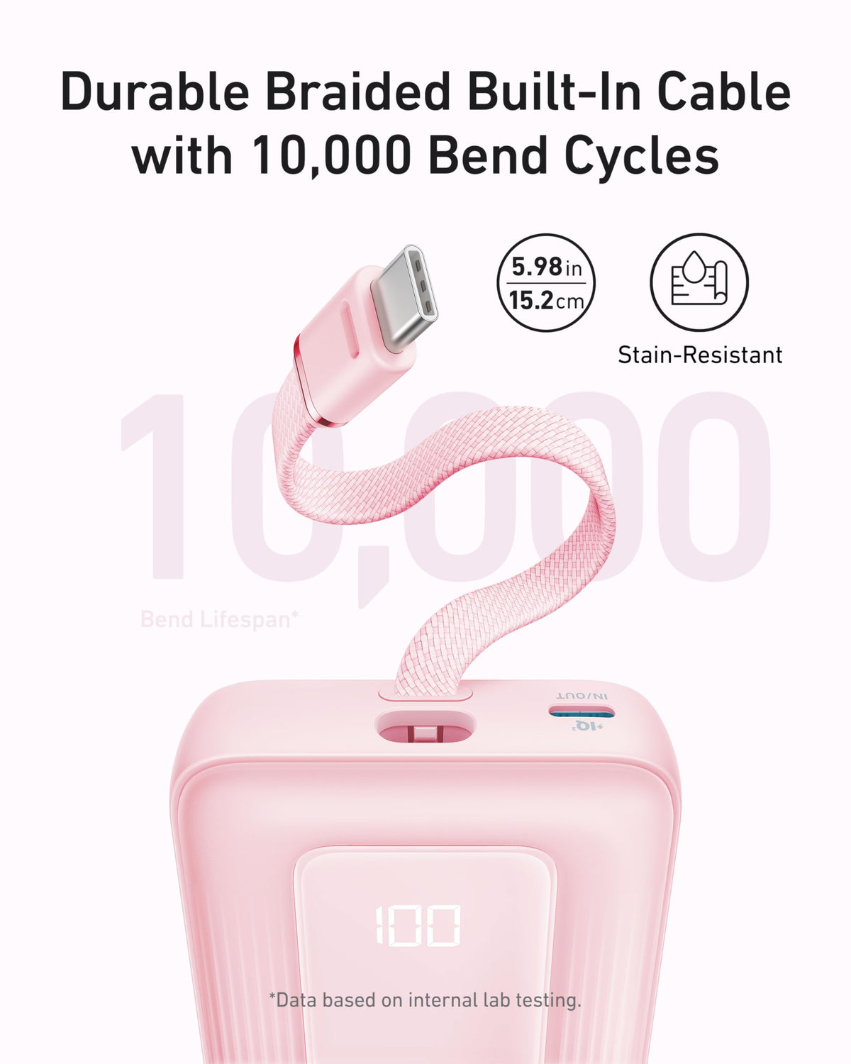 Anker Zolo Power Bank (10K, 30W, Built-In USB-C Cable)