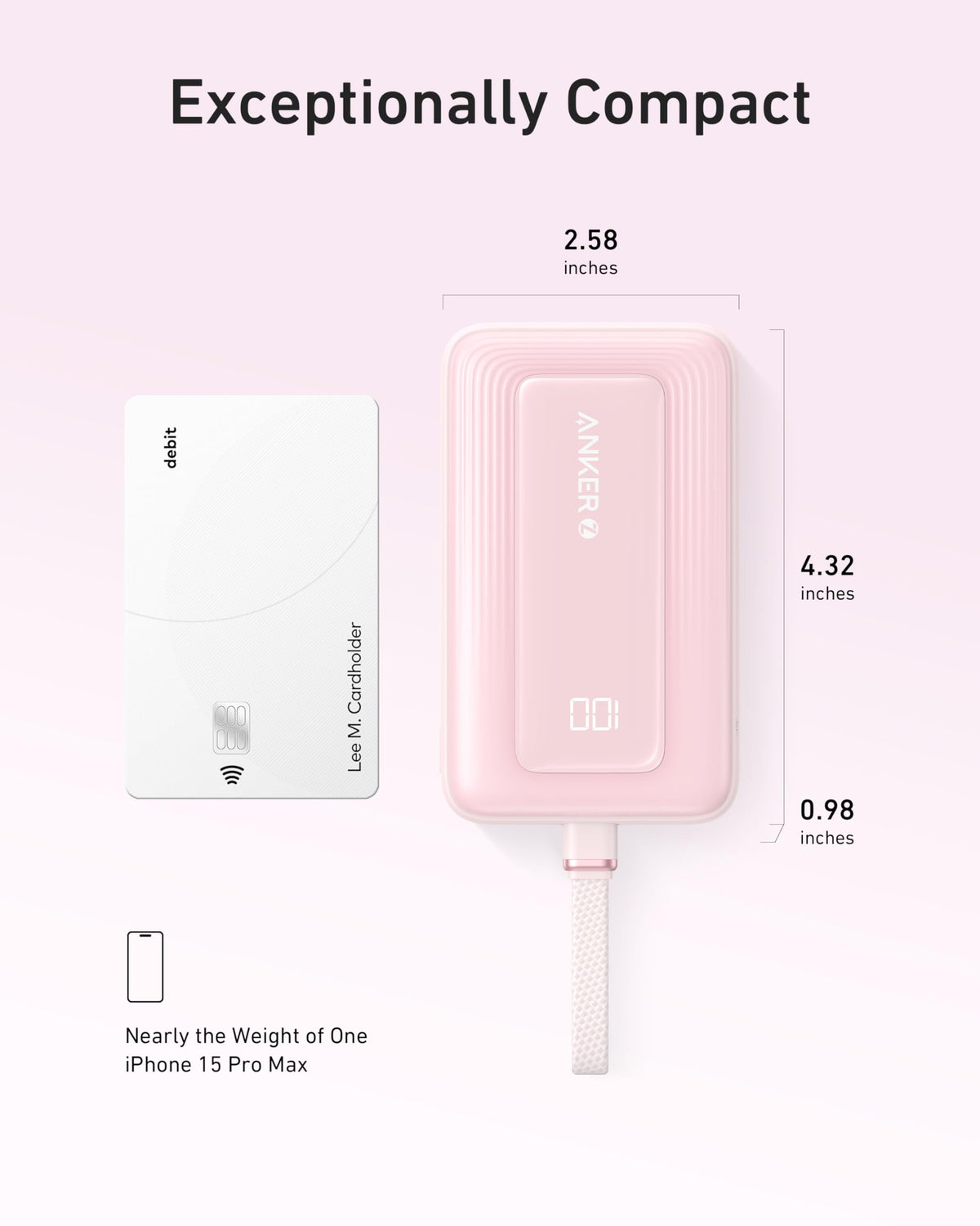 Anker Zolo Power Bank (10K, 30W, Built-In USB-C Cable)